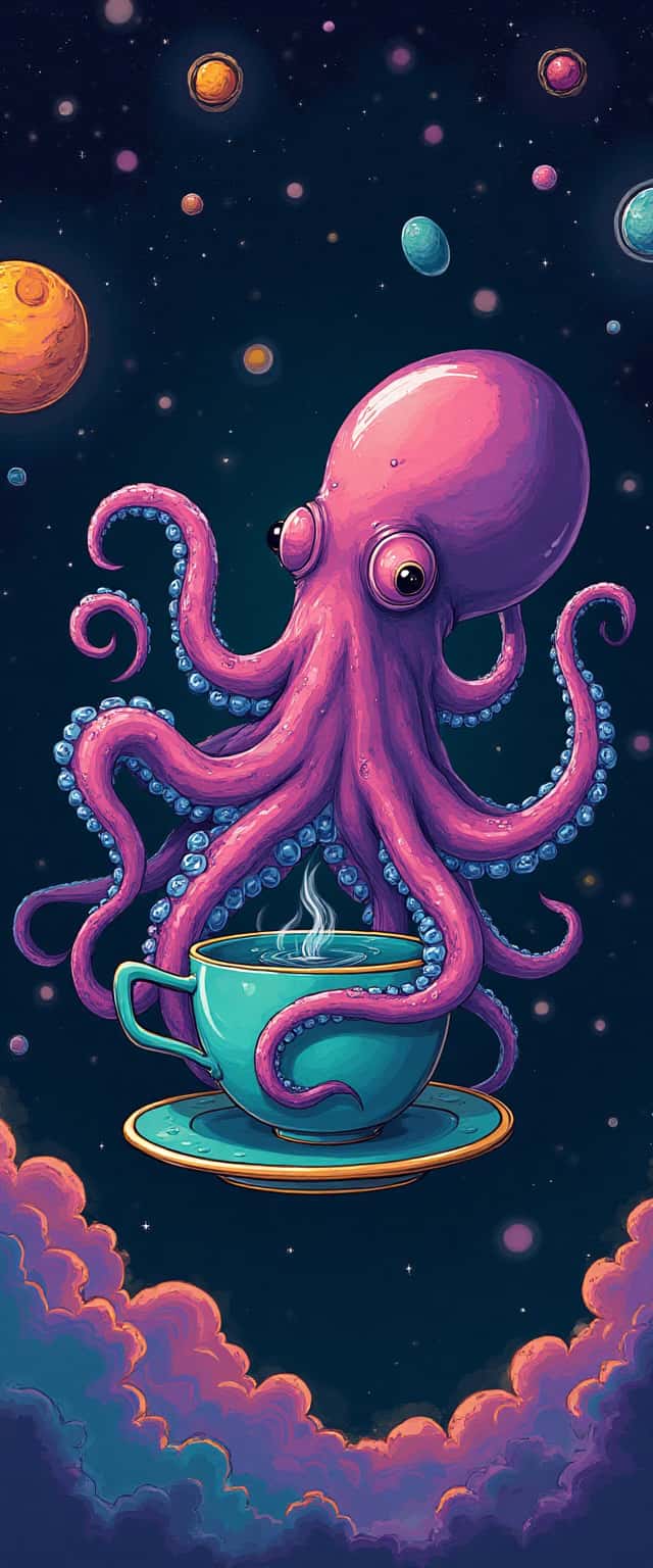 Cosmic Octopus and Teacup Phone Case