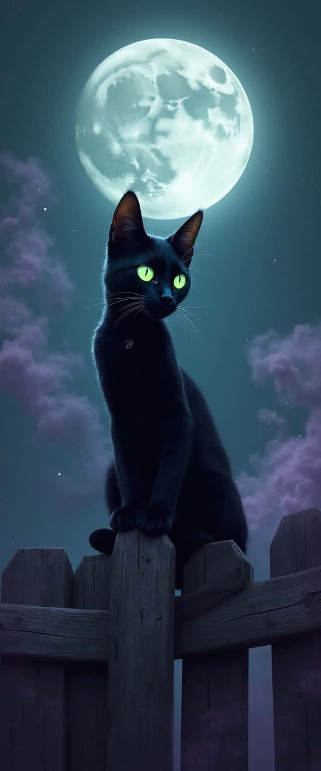 Black Cat Under Full Moon Phone Case