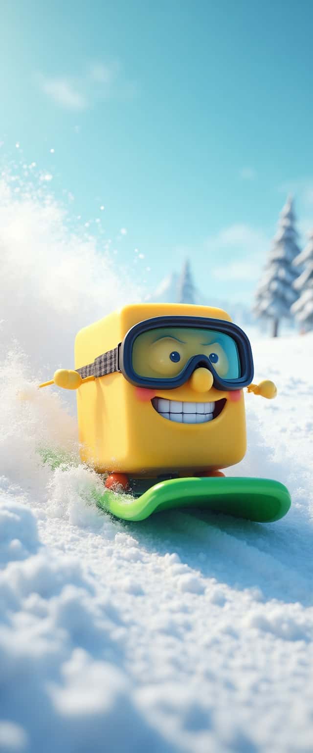 Skiing Butter Block Character Phone Case