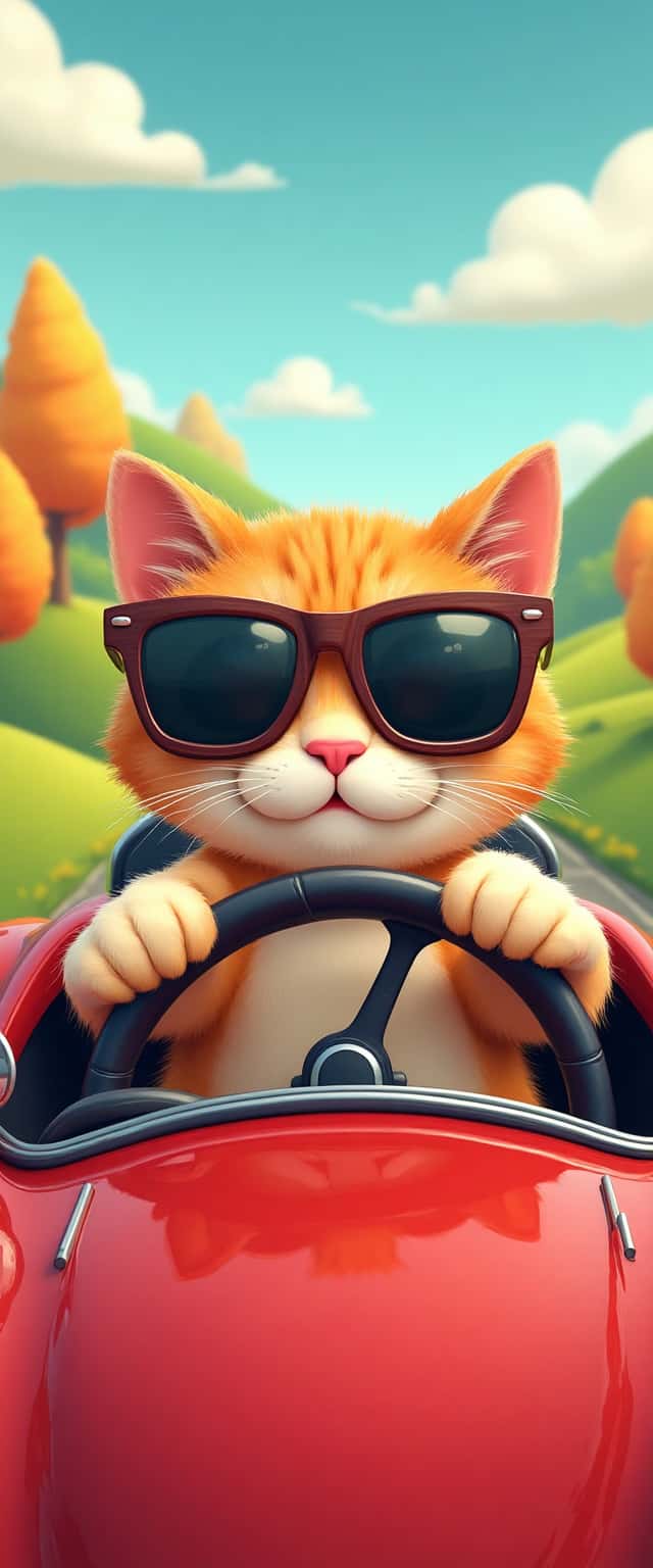 cartoon cat in sports car Phone Case cartoon cat in sports car Phone Case