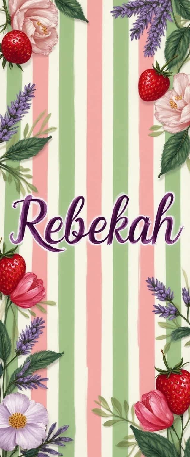 Floral Stripe Design with Name Phone Case Floral Stripe Design with Name Phone Case