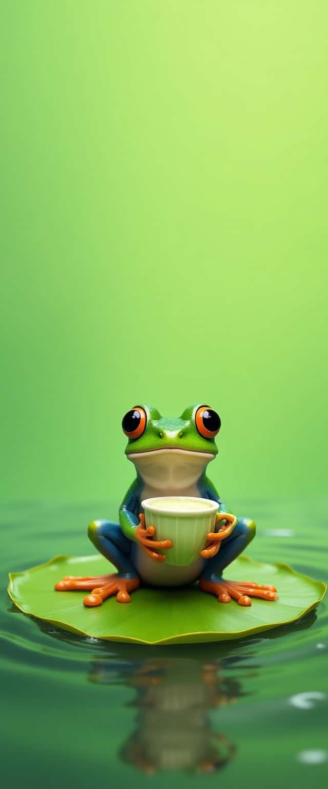 Frog on Lily Pad with Matcha Phone Case