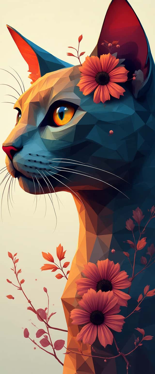 Geometric Cat Face Design Phone Case Geometric Cat Face Design Phone Case