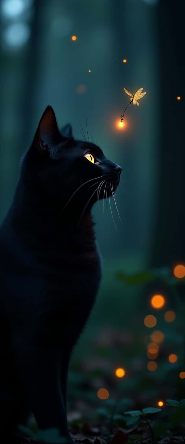 Elegant Black Cat in Forest Phone Case