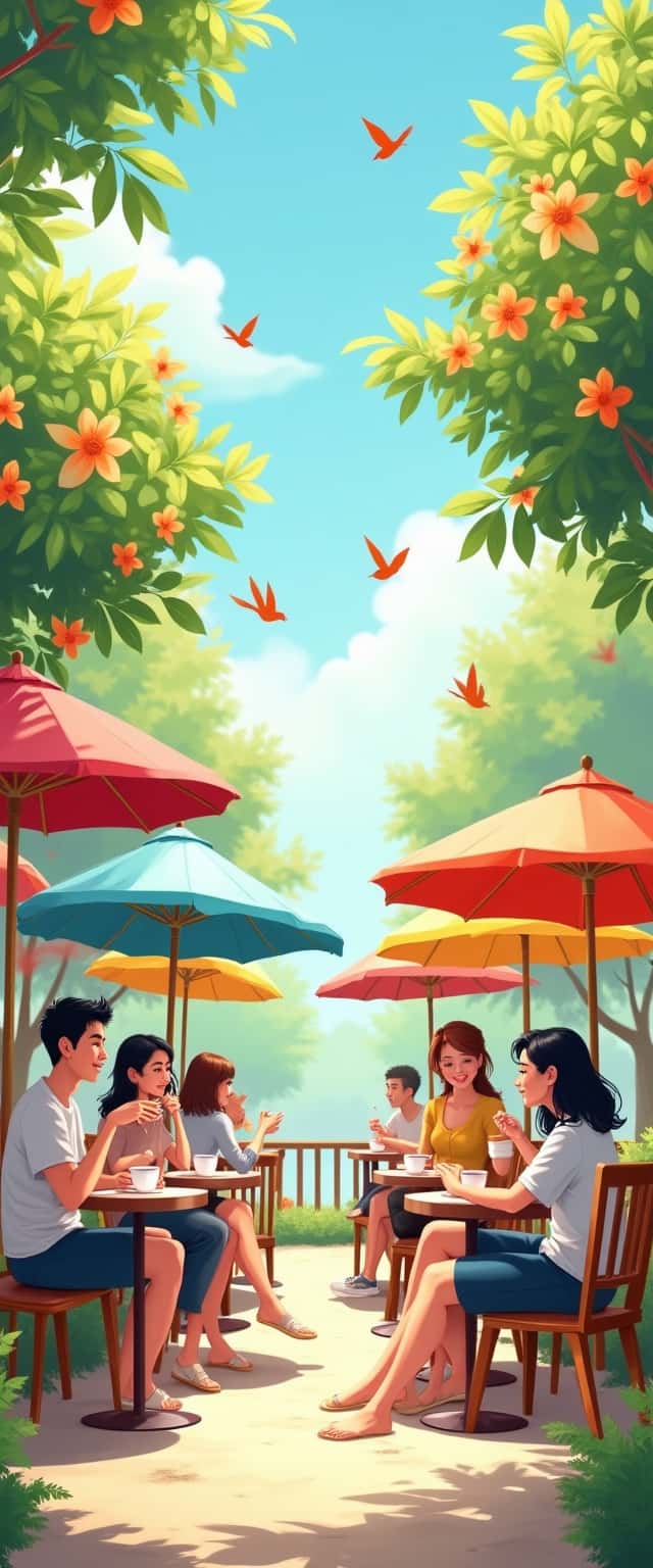 Cheerful Café Scene Illustration Phone Case Cheerful Café Scene Illustration Phone Case