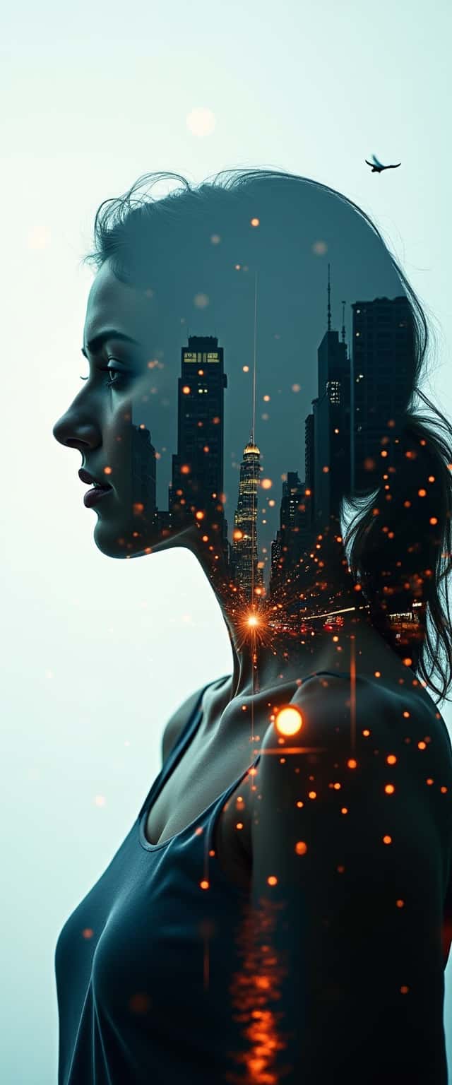 Double Exposure Urban Woman Design Phone Case Double Exposure Urban Woman Design Phone Case