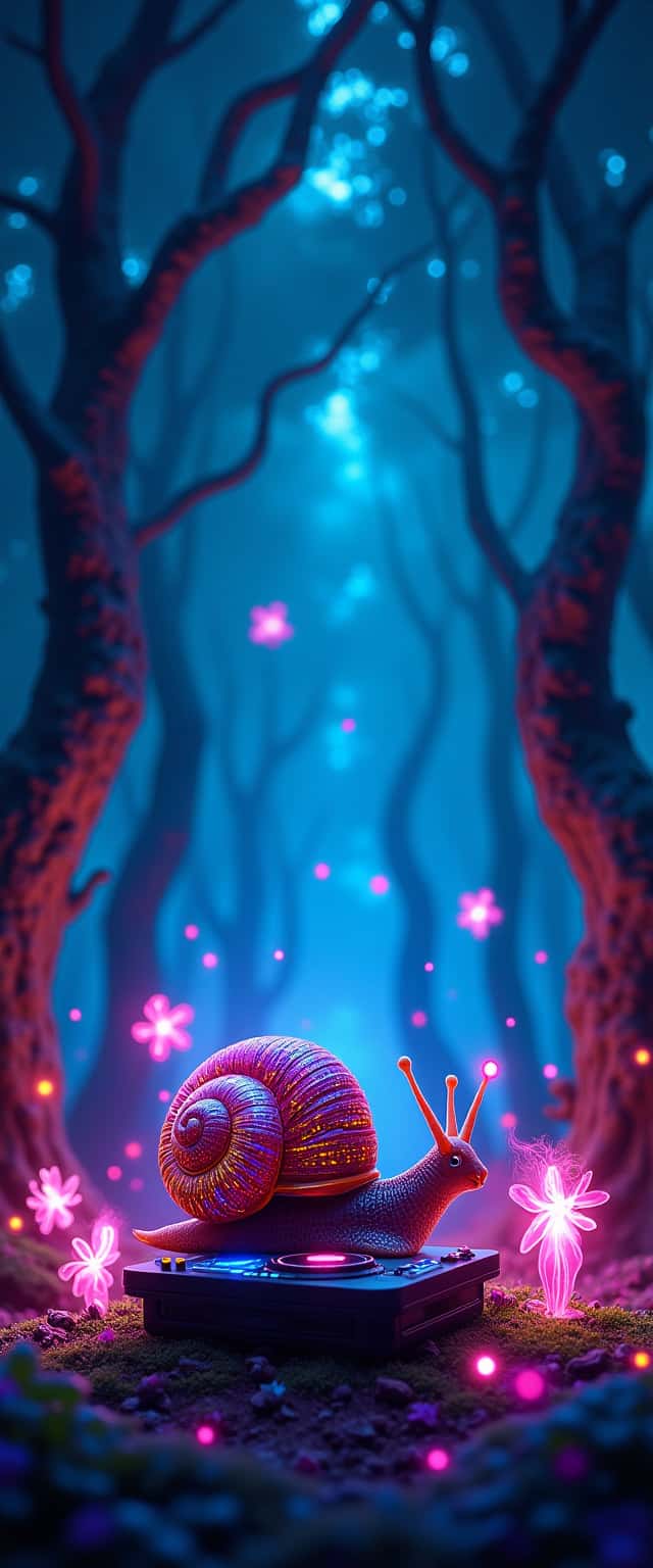 Snail DJ in Neon Forest Phone Case