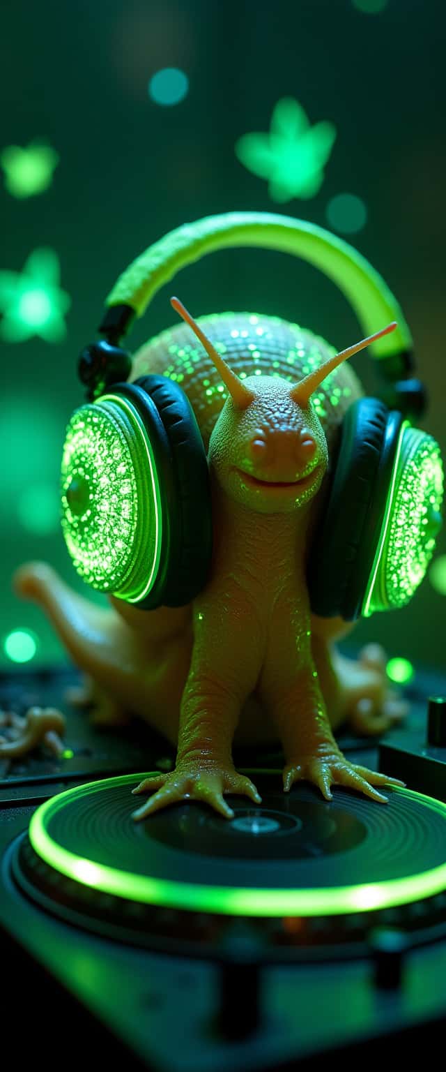 Snail DJ with Neon Headphones Phone Case