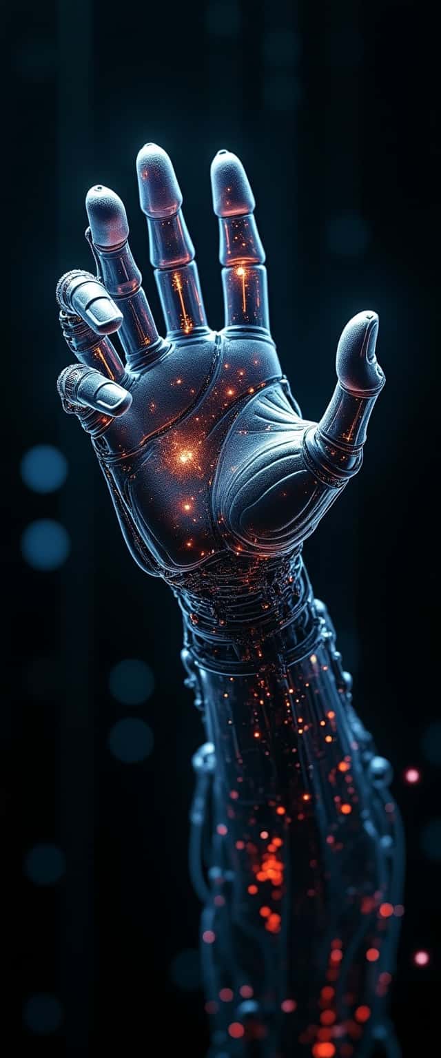 Cybernetic Hand with Data Streams Phone Case