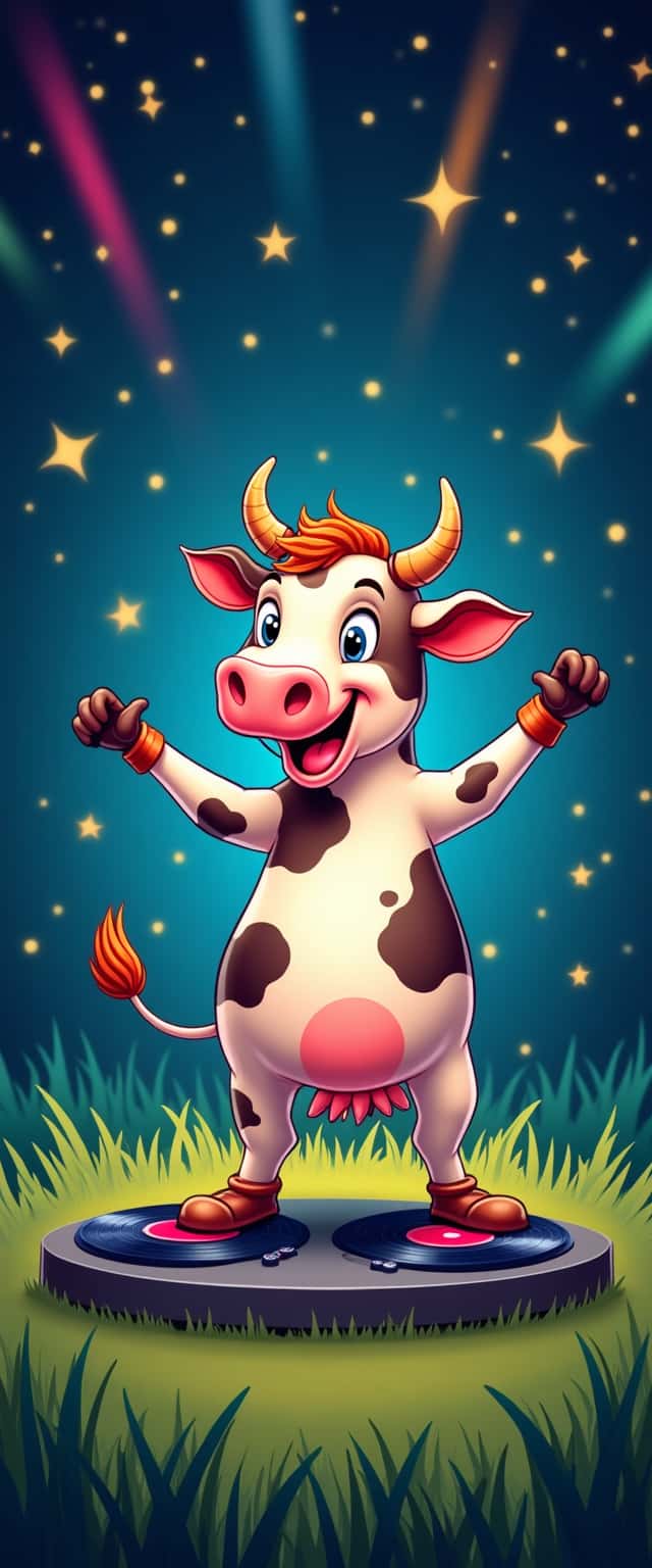 Dancing Cartoon Cow Design Phone Case