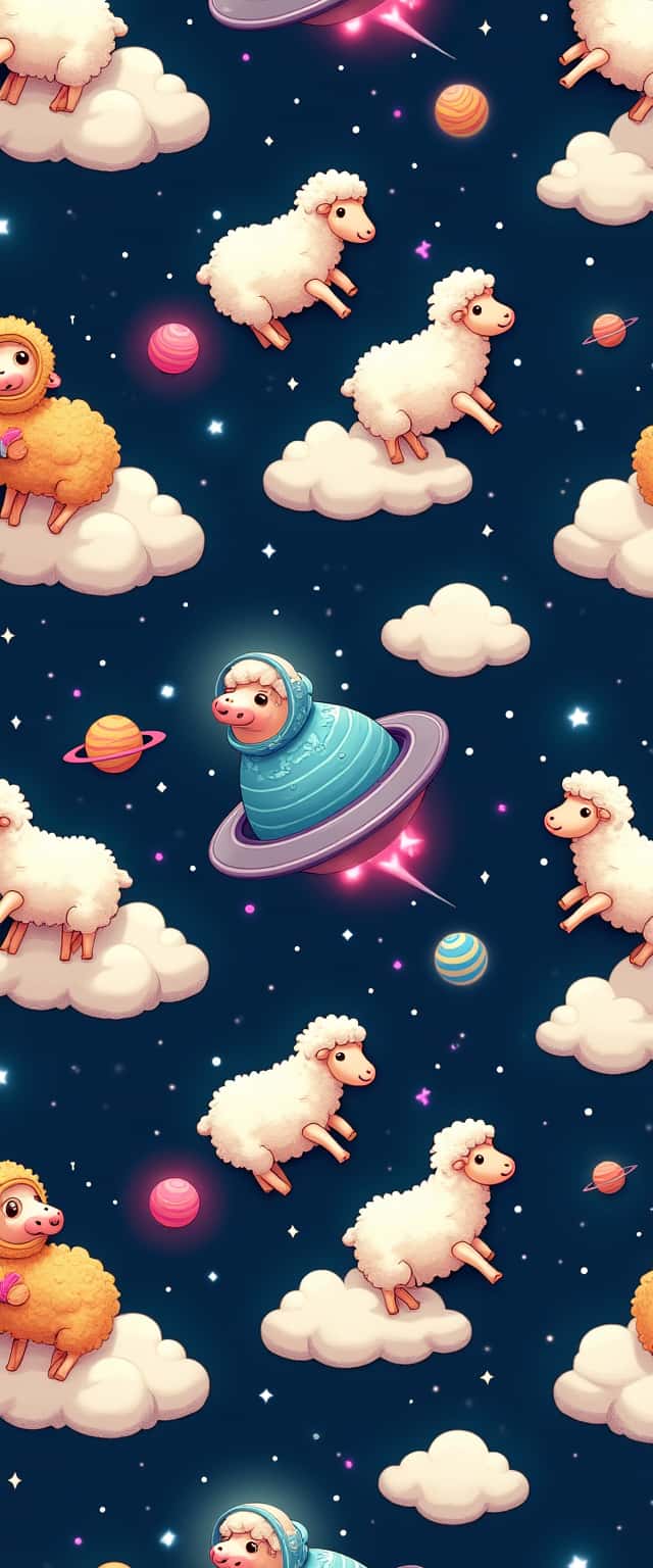 Cartoon Sheep in Space Phone Case