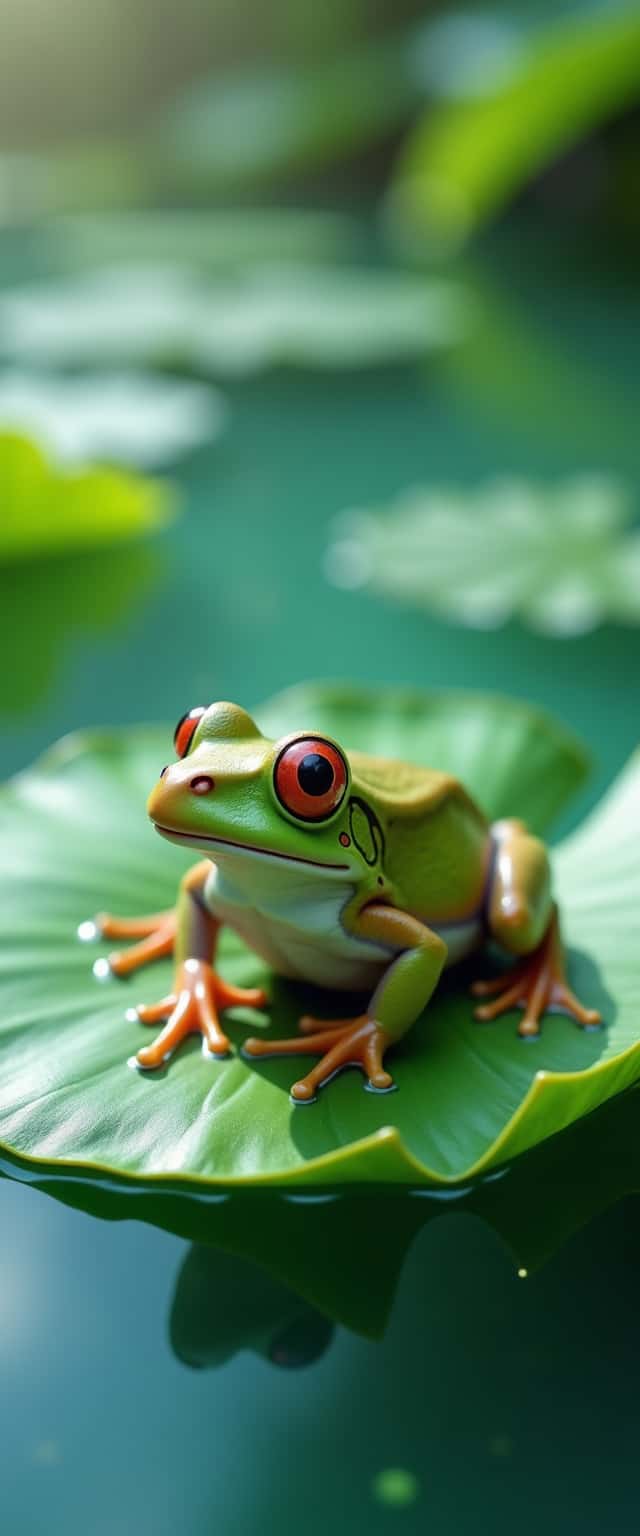Glossy Frog on Lily Pad Phone Case