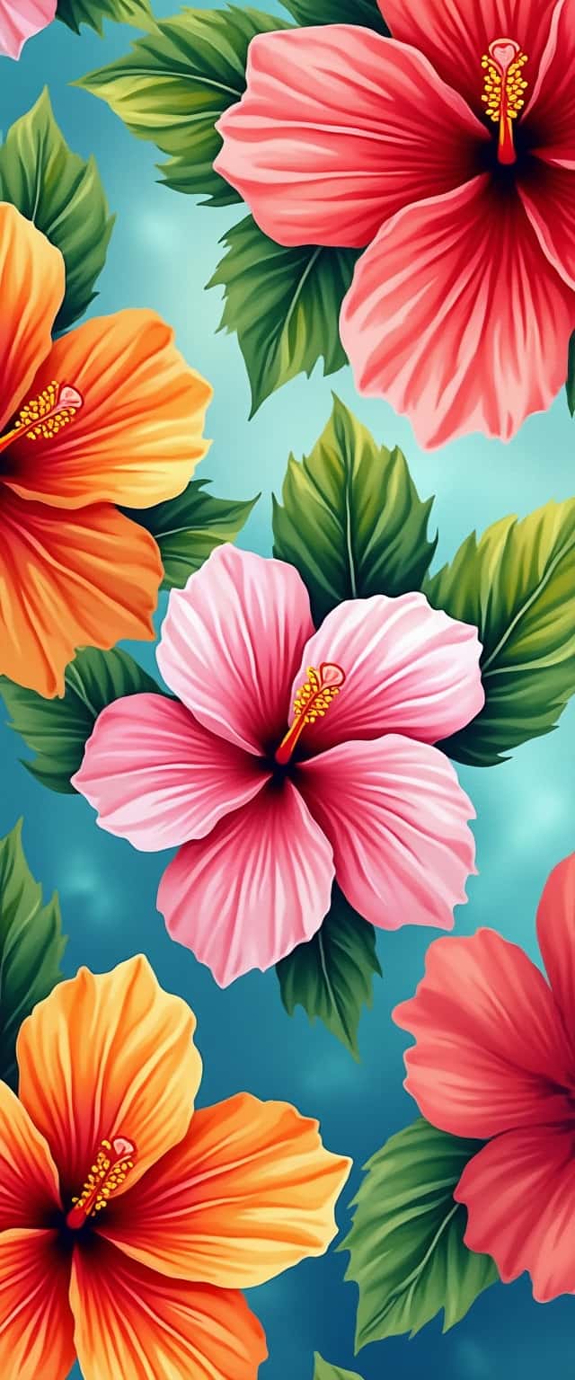 Oversized Hibiscus Floral Pattern Phone Case