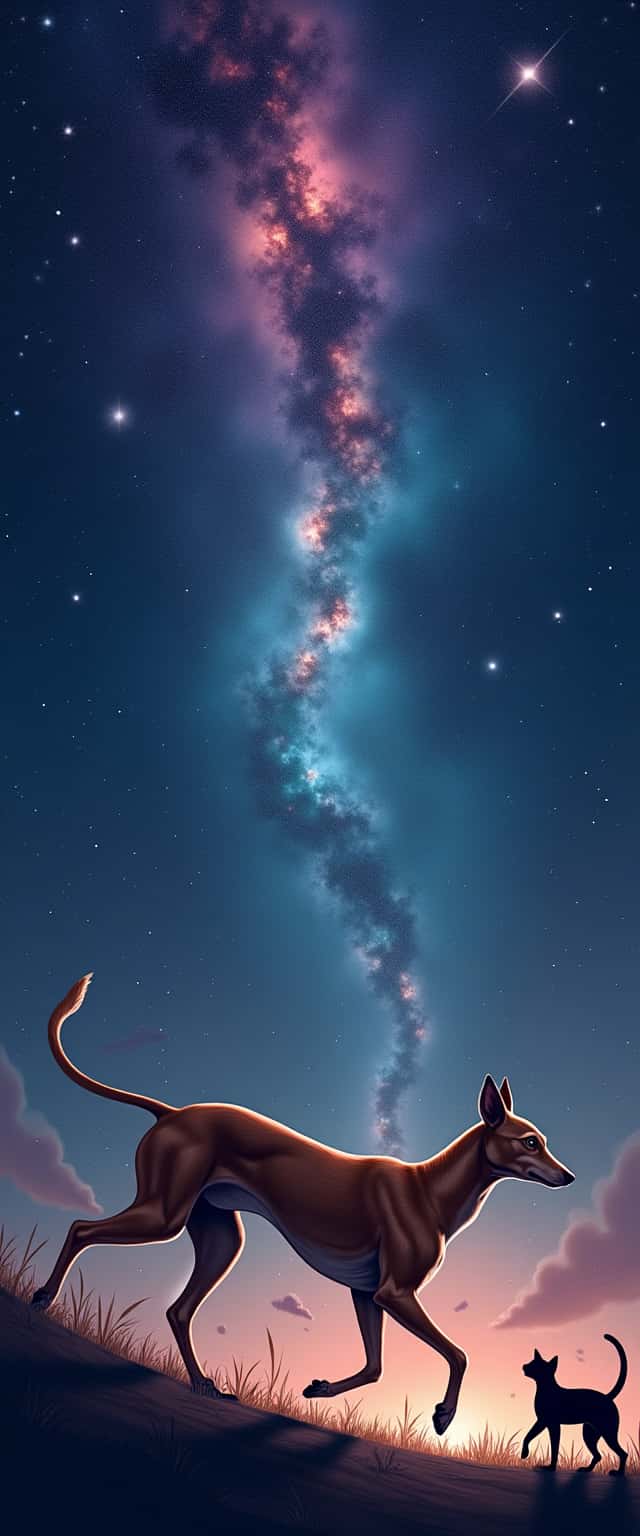 Cosmic Greyhound and Cat Phone Case
