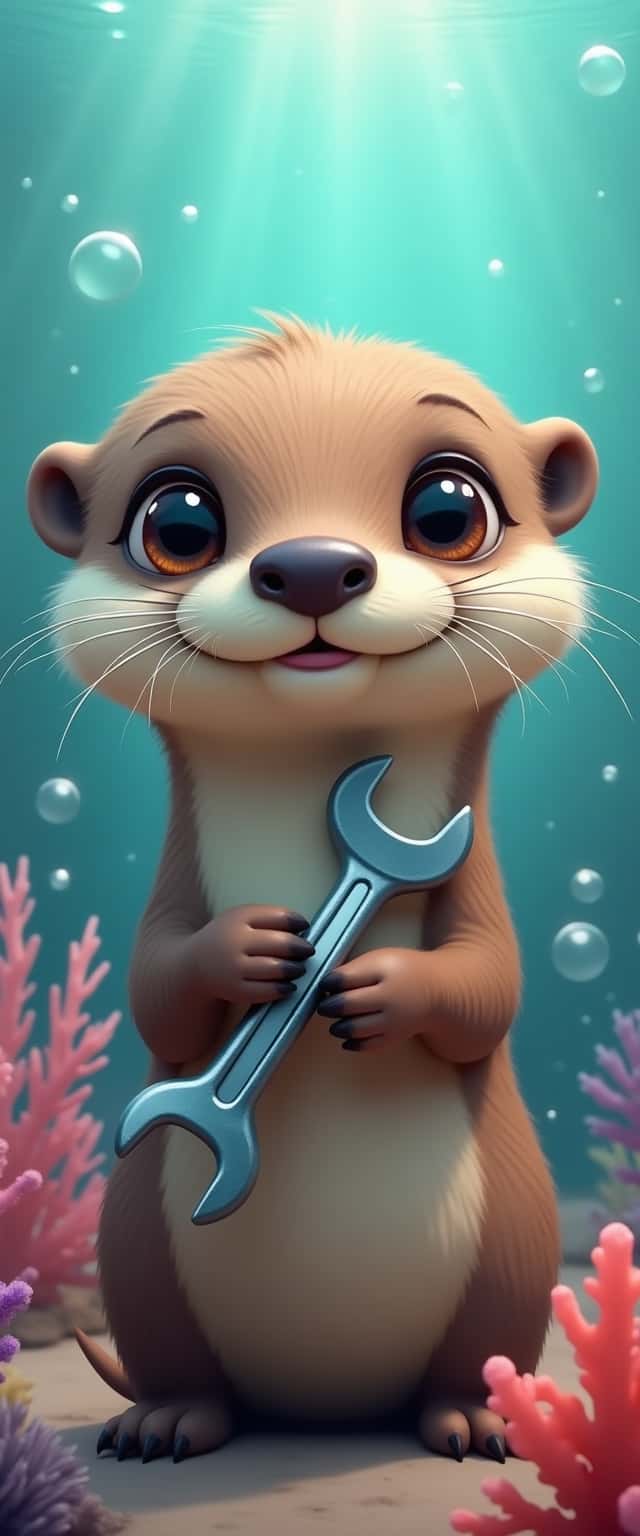 Otter Portrait with Wrench Phone Case Otter Portrait with Wrench Phone Case