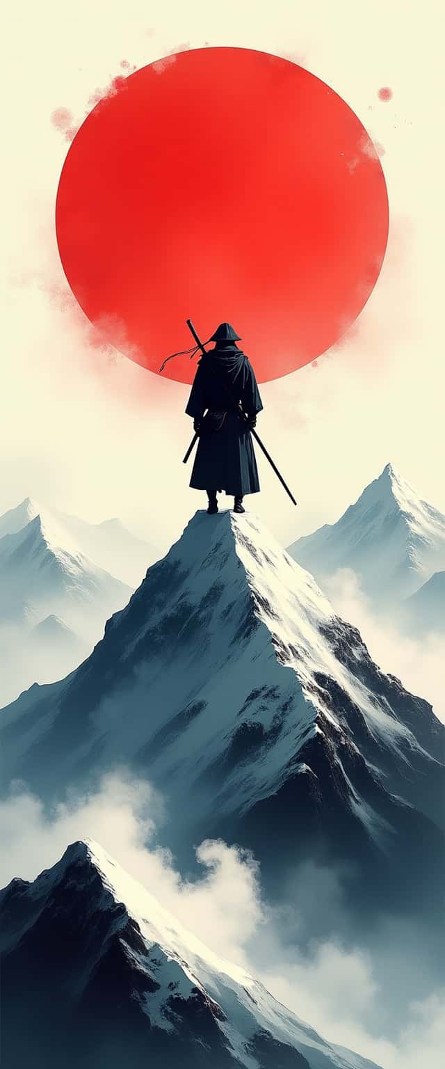 Minimalist Samurai on Mountain Phone Case
