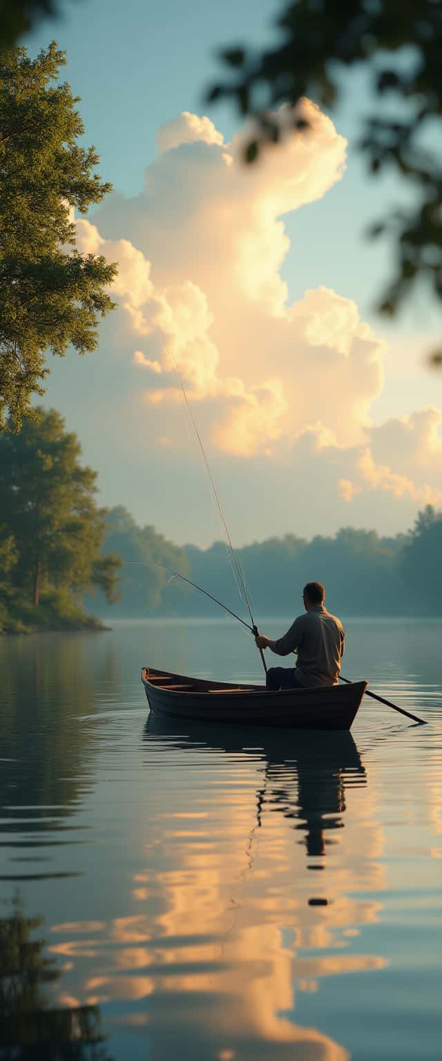 Serene Lakeside Fishing Scene Phone Case