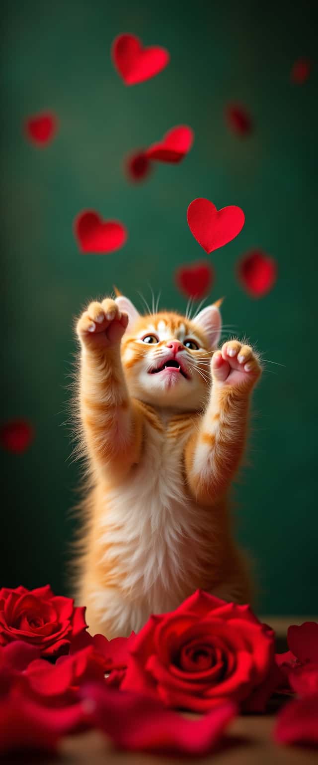 Kitten Batting Floating Hearts Phone Case Kitten Batting Floating Hearts Phone Case