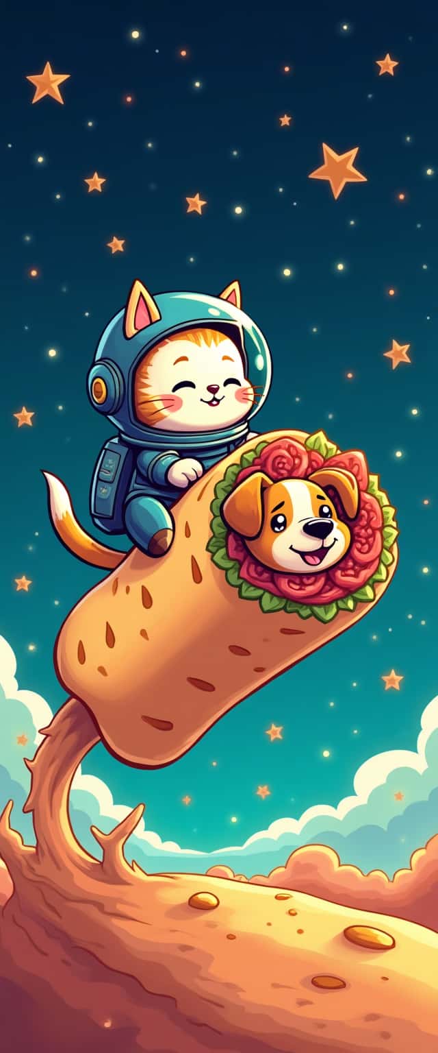 futuristic cat dog burrito ride Phone Case