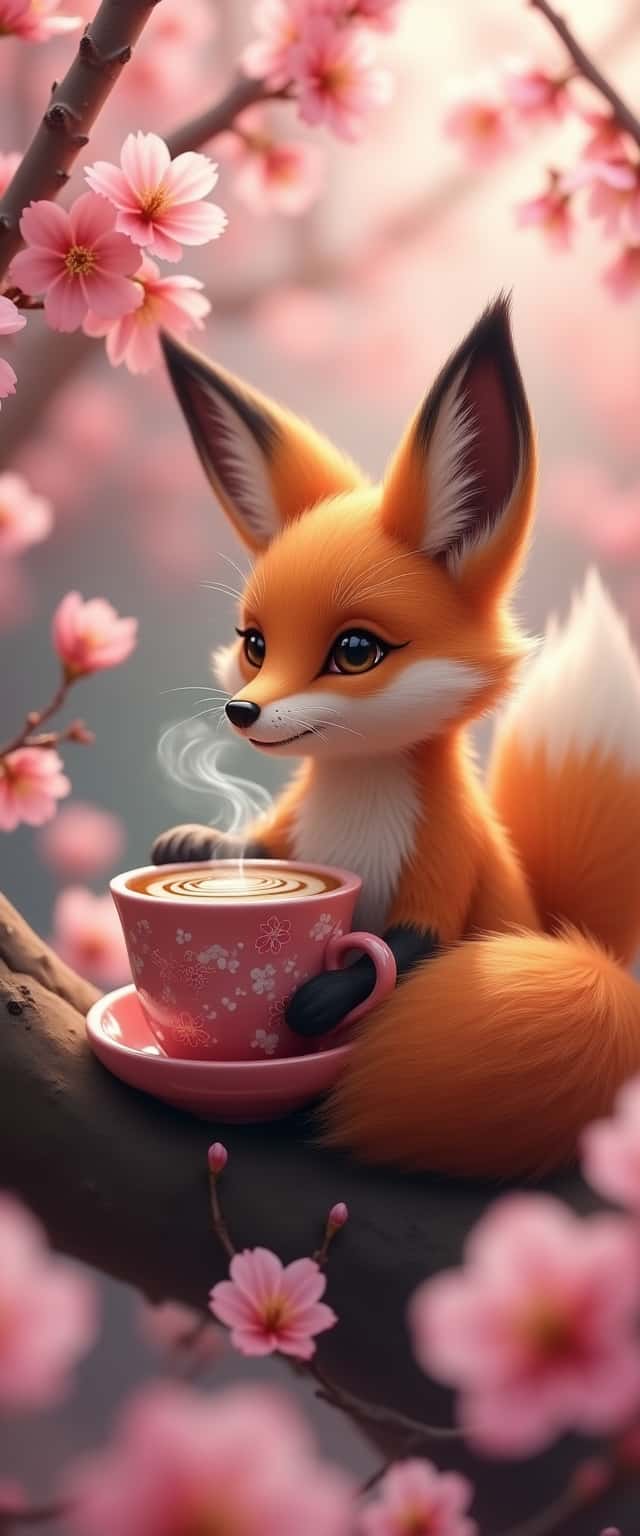 Nine-Tailed Fox with Coffee Phone Case Nine-Tailed Fox with Coffee Phone Case