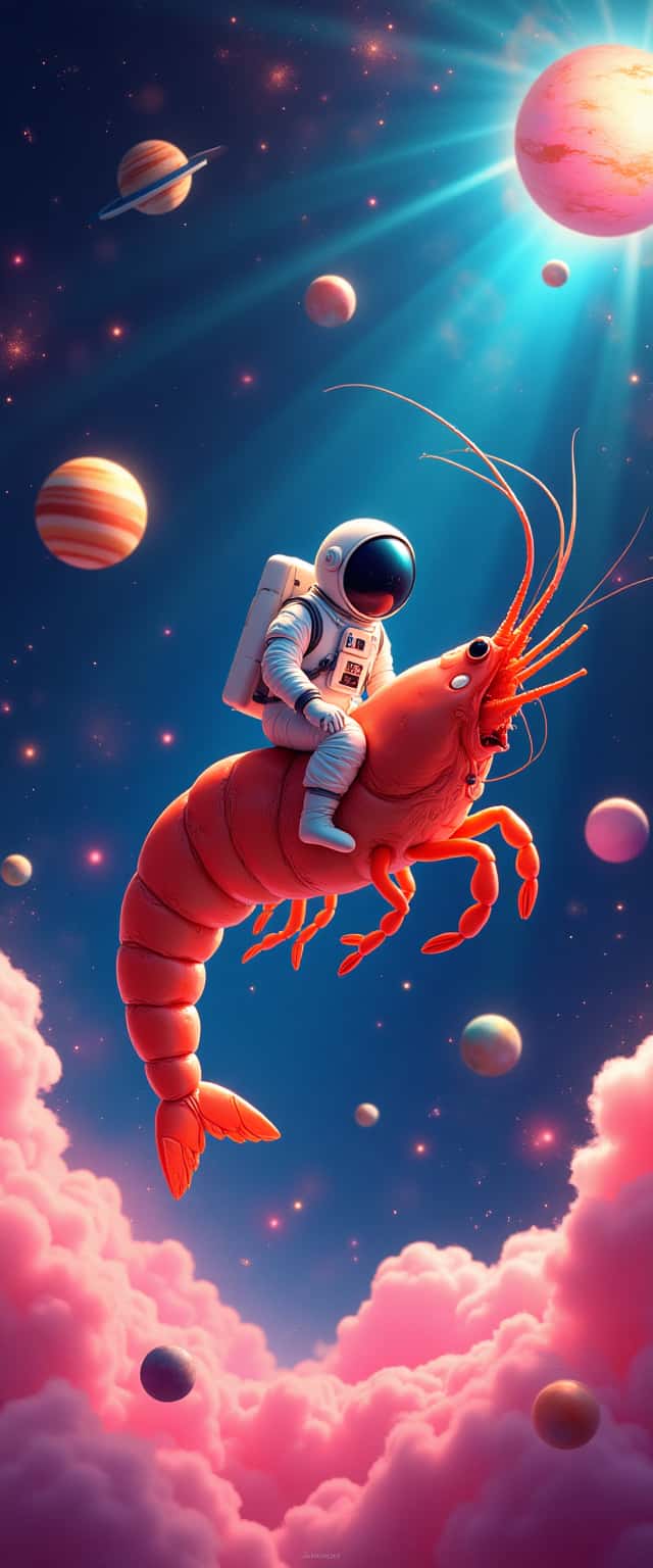 Eccentric Astronaut on Shrimp Phone Case Eccentric Astronaut on Shrimp Phone Case