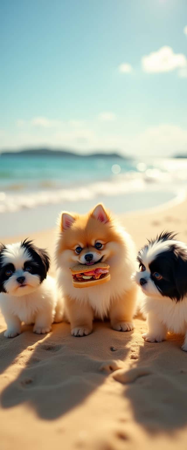 Pomeranian and Shih Tzus at Beach Phone Case Pomeranian and Shih Tzus at Beach Phone Case