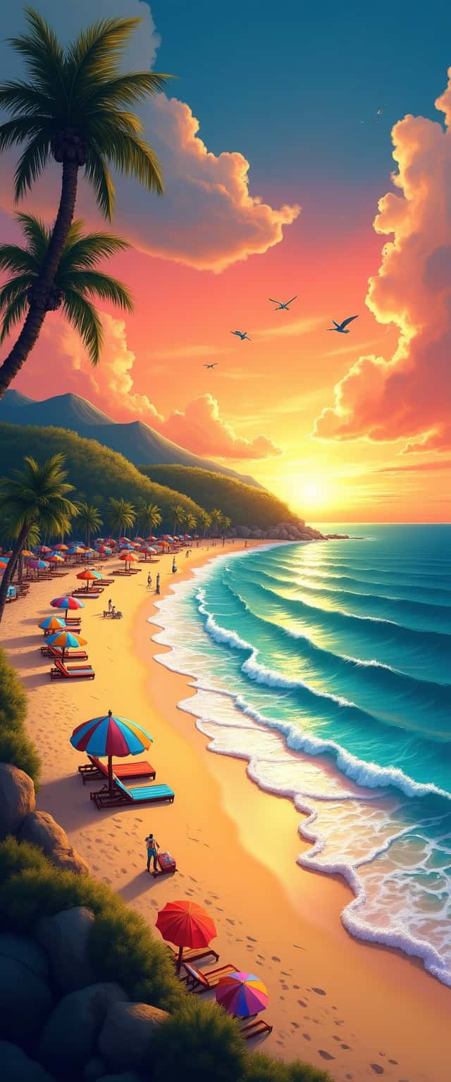 Mediterranean Beach Sunset Scene Phone Case