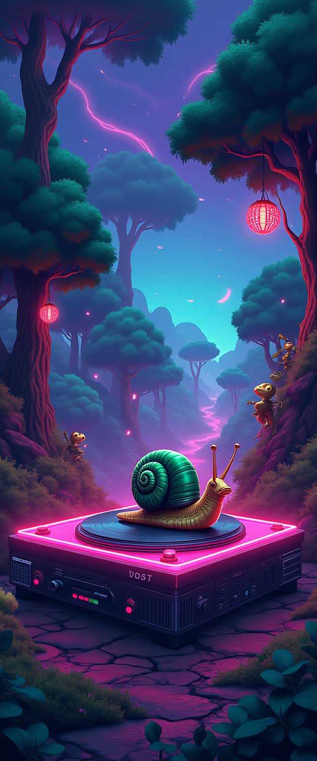 Frog DJ in Neon Forest Phone Case Frog DJ in Neon Forest Phone Case