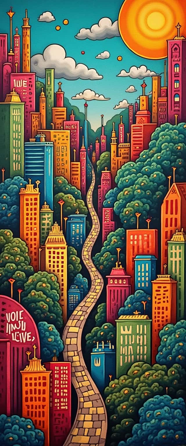 Colorful Cityscape Tapestry Design Phone Case