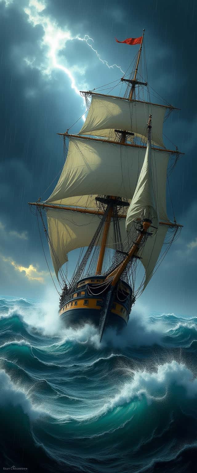 18th-Century Sailing Ship in Storm Phone Case 18th-Century Sailing Ship in Storm Phone Case