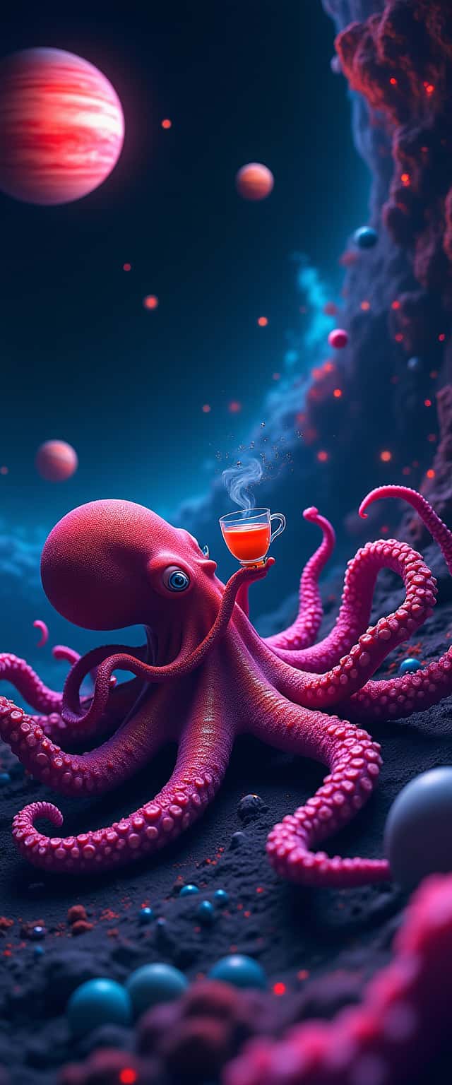 Whimsical Octopus in Space Phone Case Whimsical Octopus in Space Phone Case