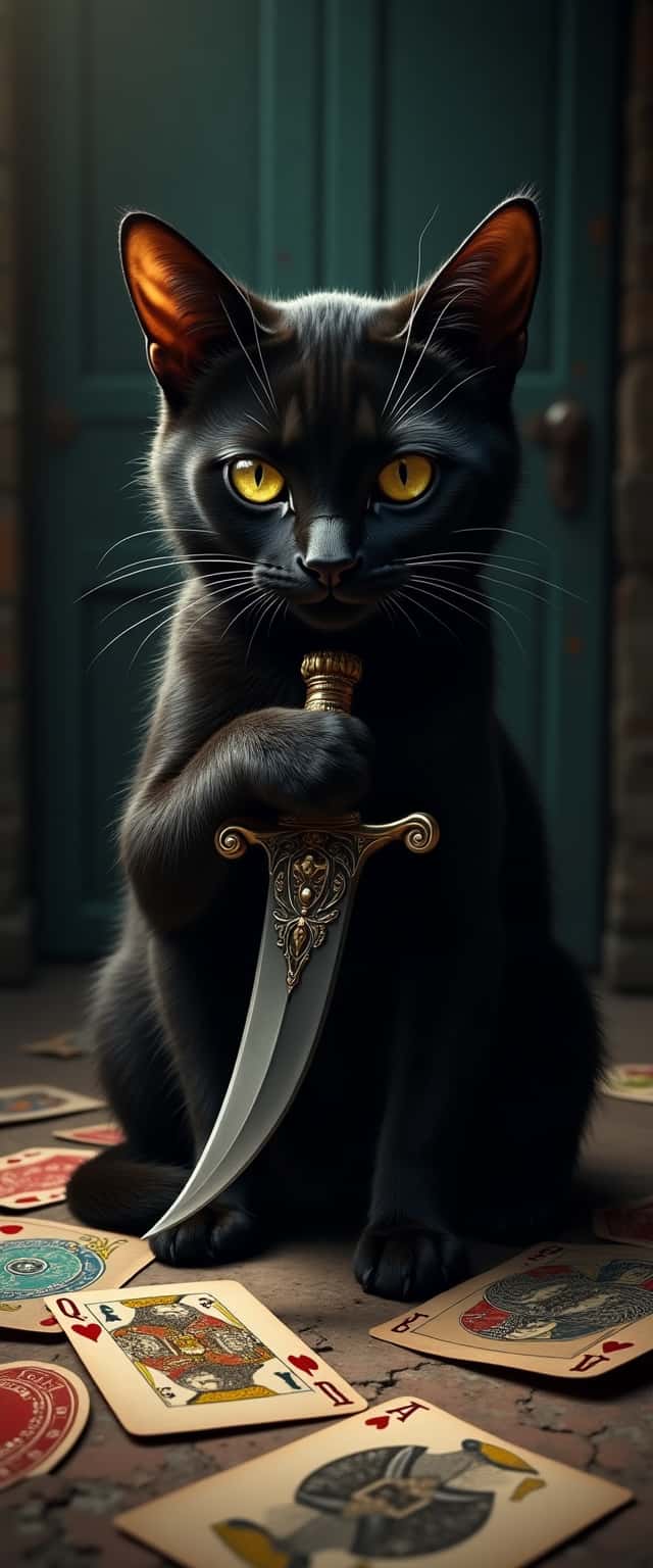 Fierce Black Cat with Knife Phone Case Fierce Black Cat with Knife Phone Case