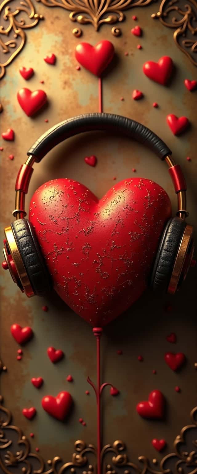 Modern Heart with Headphones Phone Case