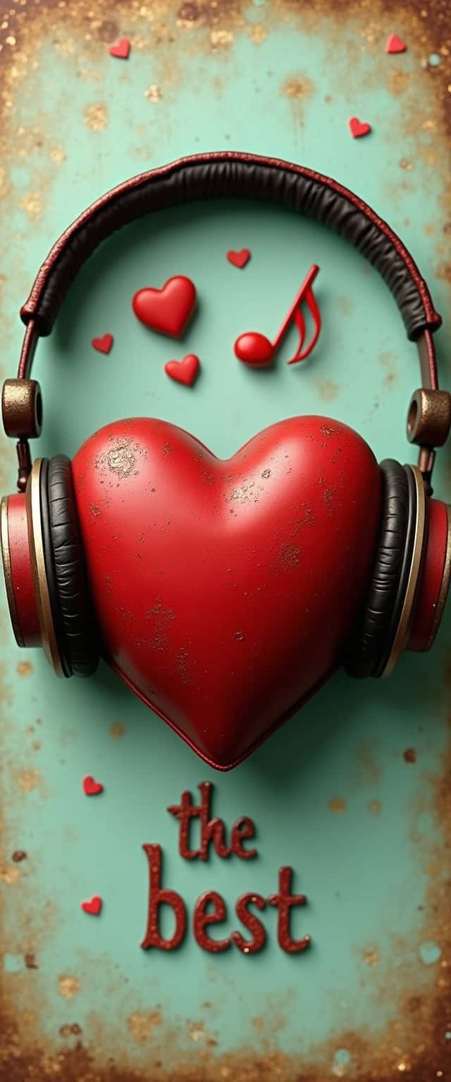 3D Heart with Headphones Design Phone Case