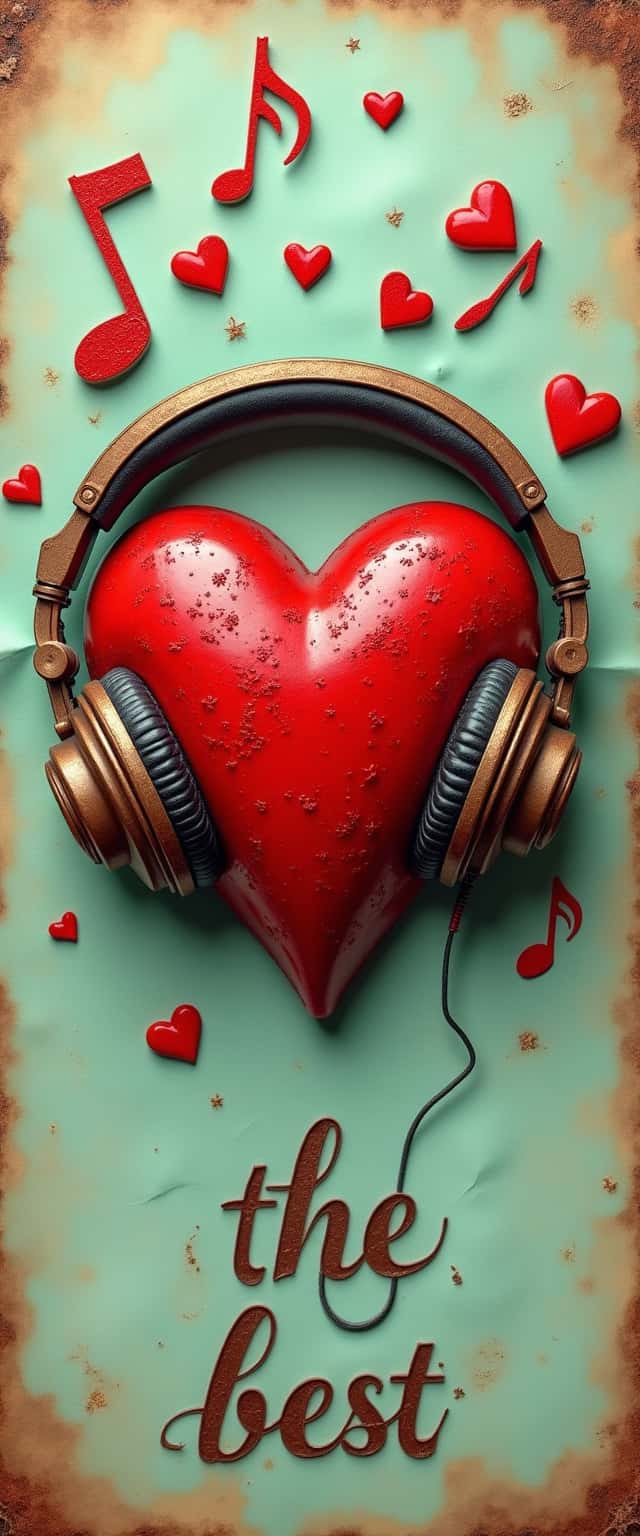 Vintage Heart with Headphones Design Phone Case