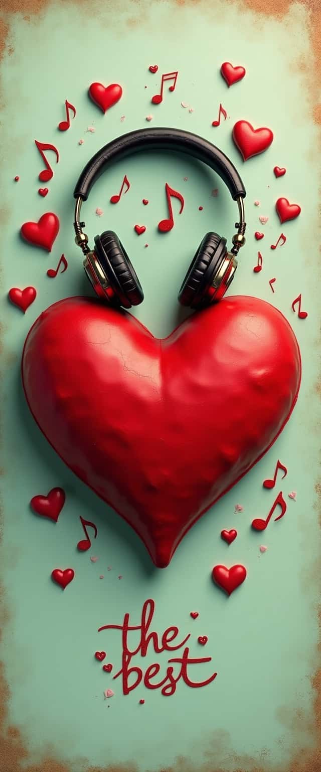 Bold Heart and Headphones Design Phone Case