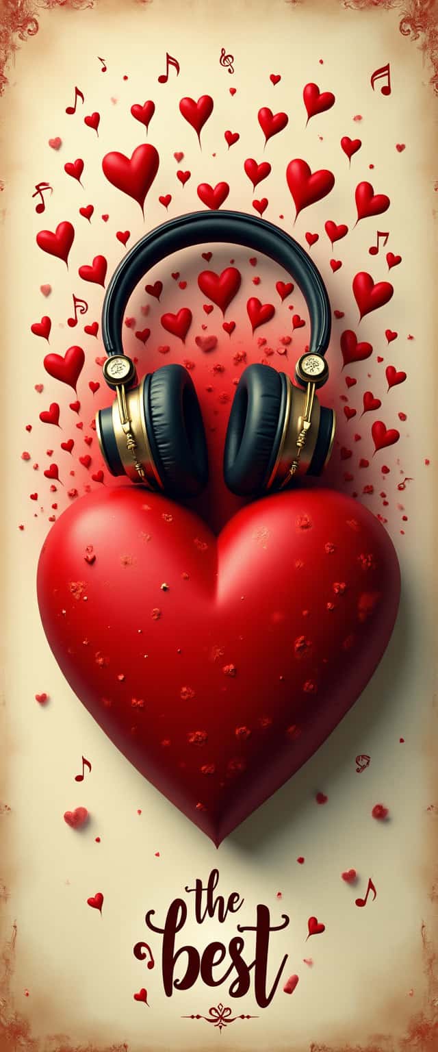 3D Heart and Headphones Design Phone Case