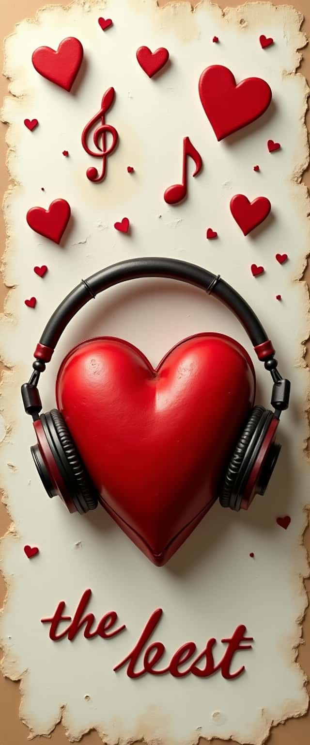 Vintage Heart with Headphones Design Phone Case