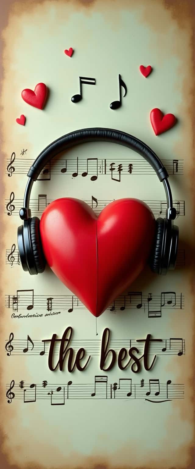 Vintage Heart with Headphones Design Phone Case