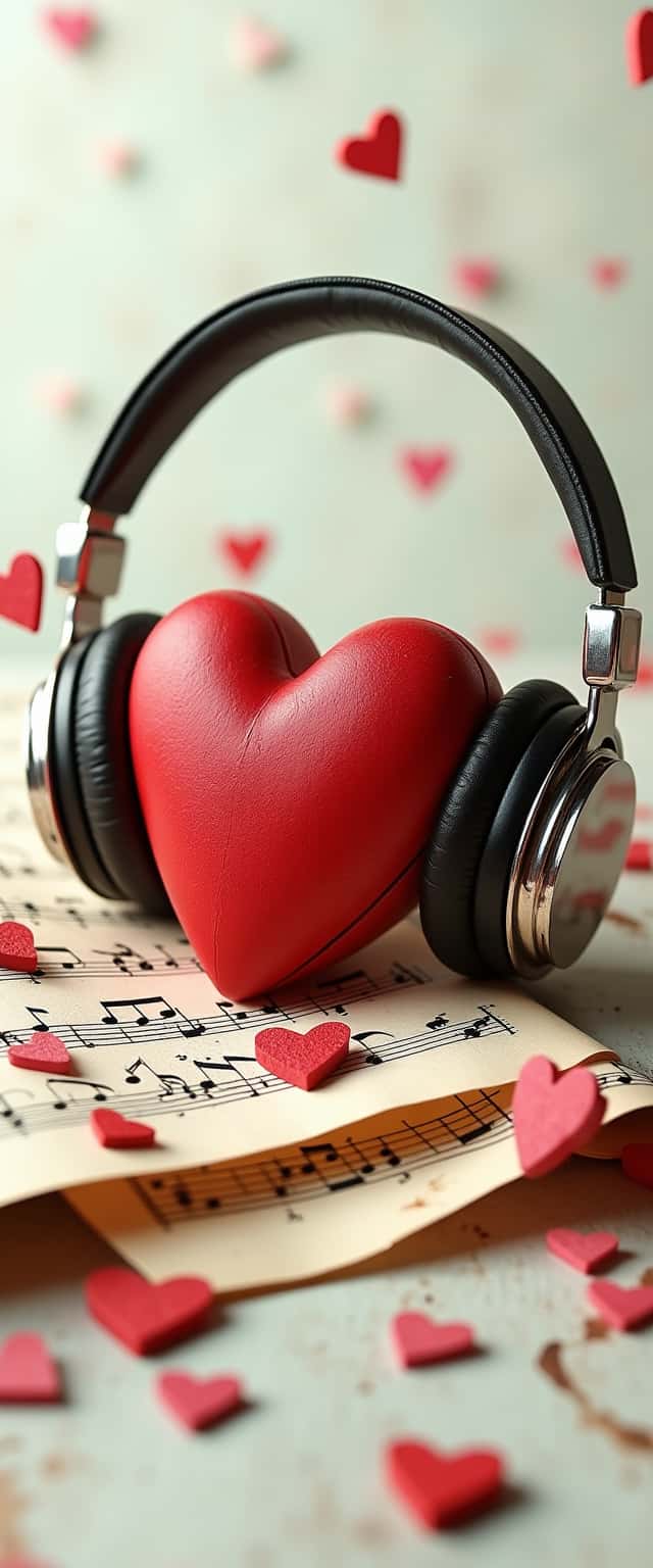 3D Heart on Music Sheet Phone Case