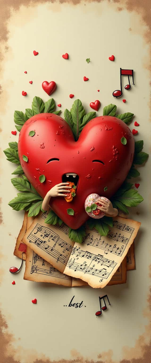 3D Heart with Musical Theme Phone Case 3D Heart with Musical Theme Phone Case