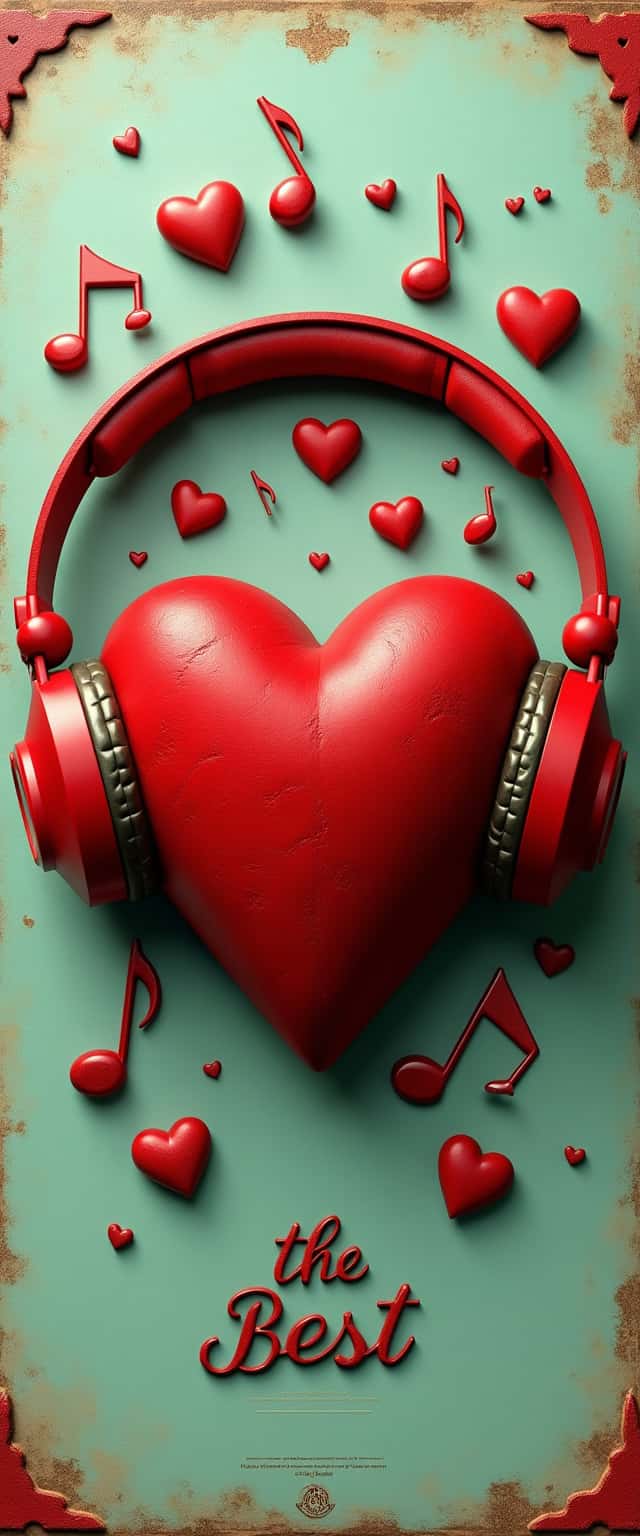 3D Heart and Headphones Design Phone Case