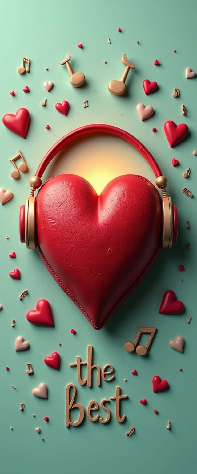 3D Heart with Headphones Design Phone Case 3D Heart with Headphones Design Phone Case