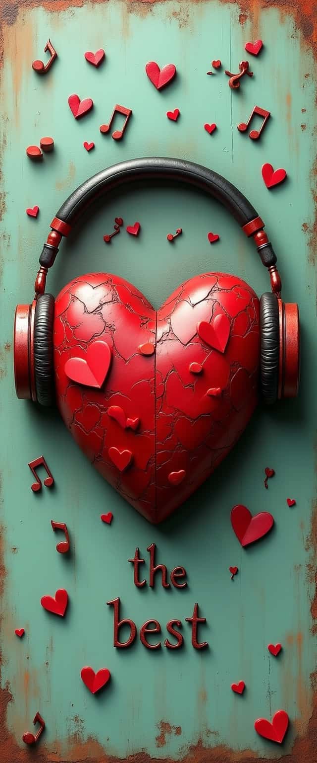 3D Heart with Headphones Phone Case