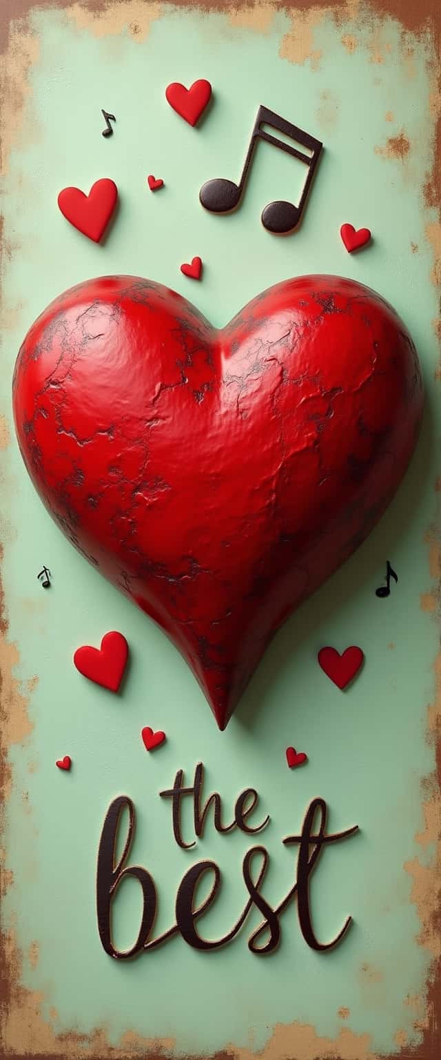 3D Vintage Heart with Musical Notes Phone Case