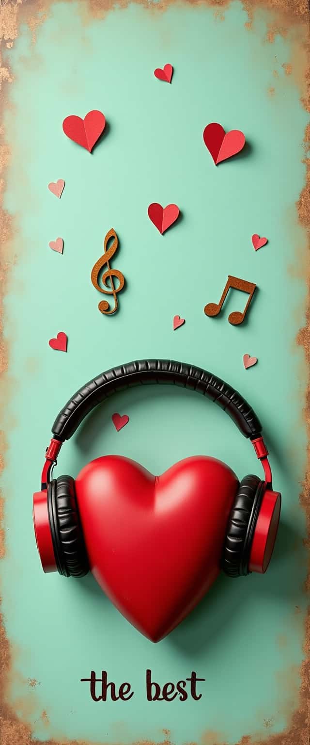 3D Red Heart with Musical Notes Phone Case
