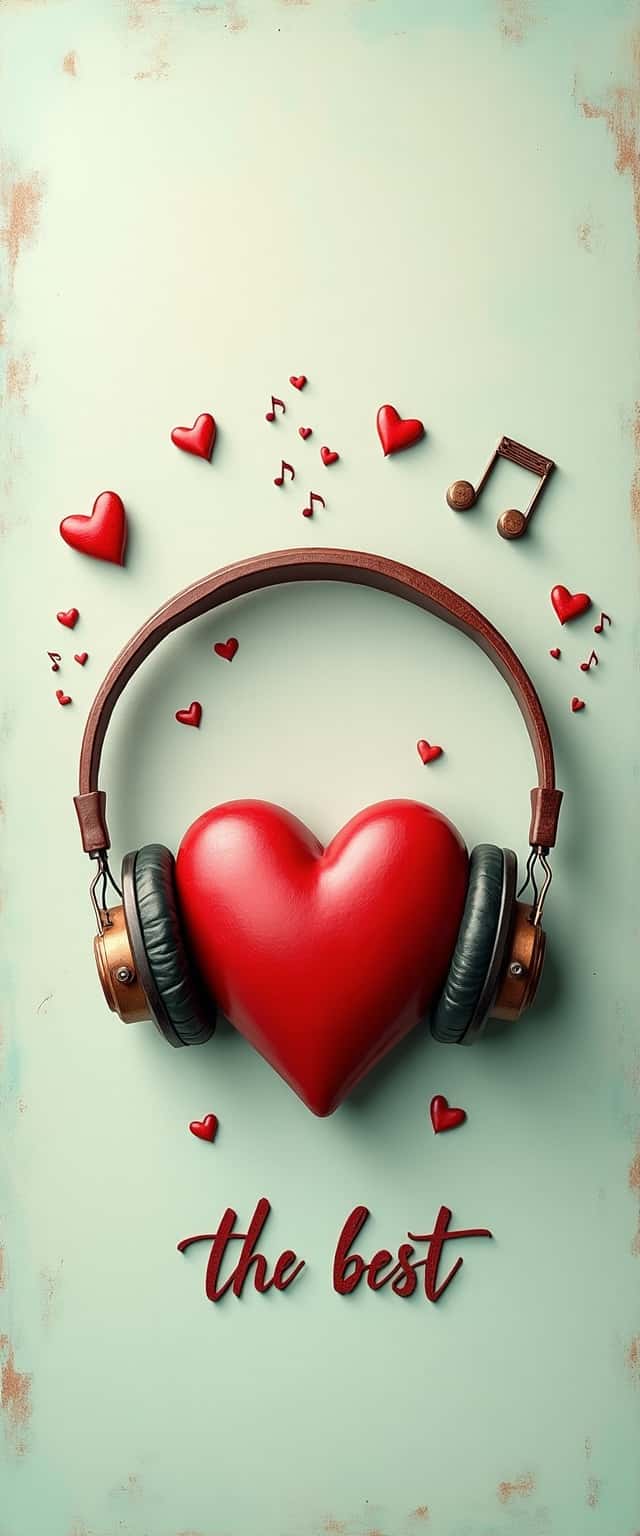 Vintage Heart And Headphones Design Phone Case