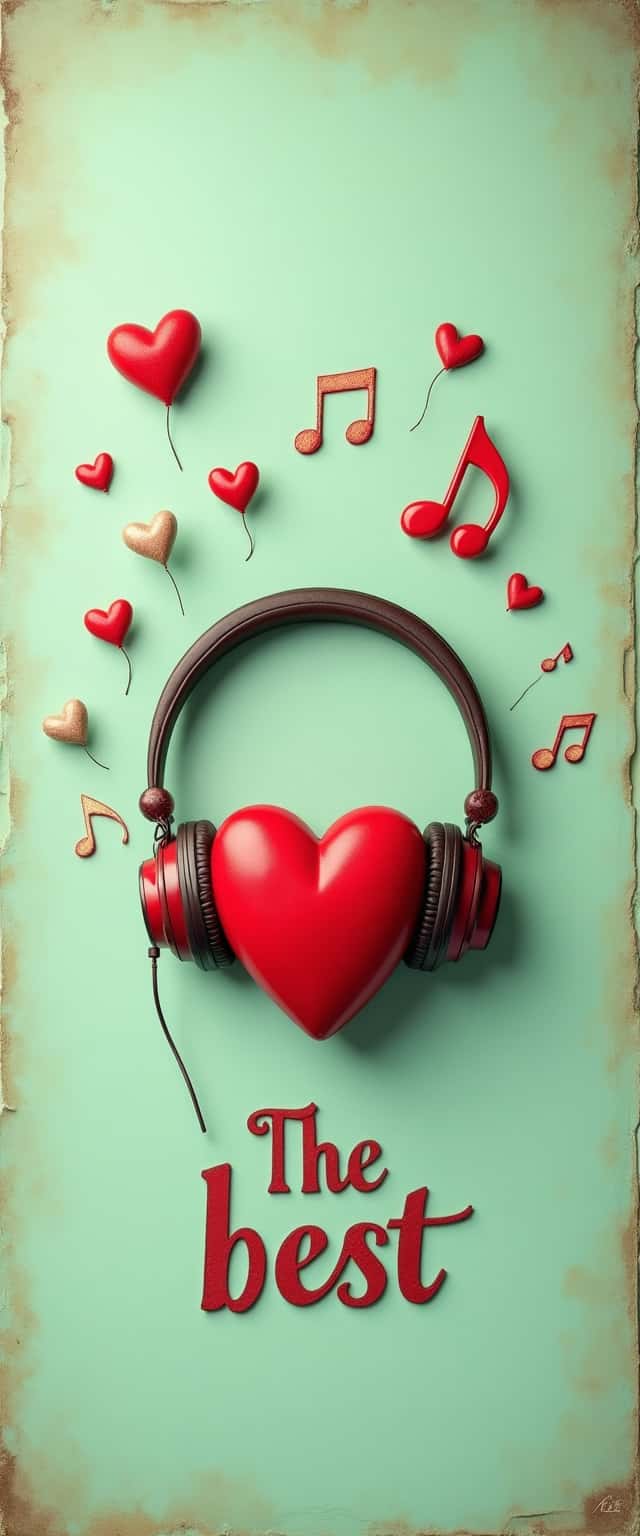 3D Heart and Headphones Design Phone Case