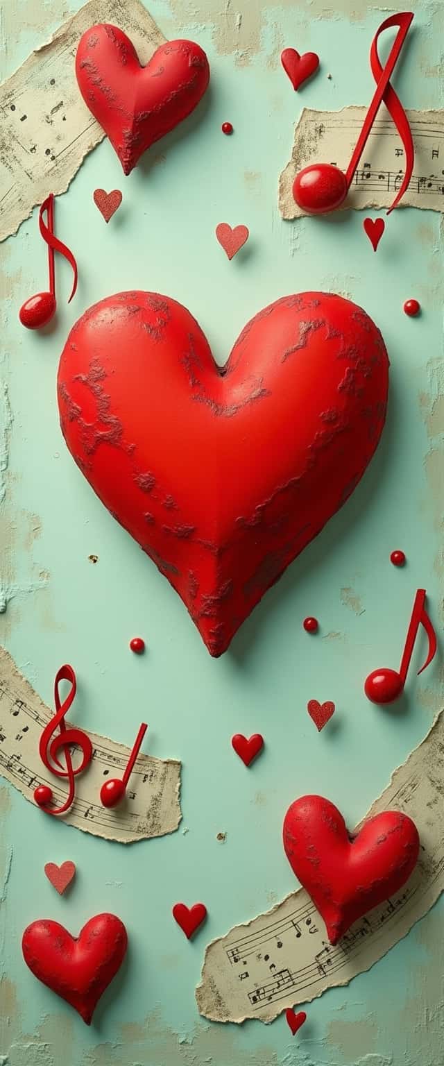 Stylized Red Heart with Musical Elements Phone Case Stylized Red Heart with Musical Elements Phone Case