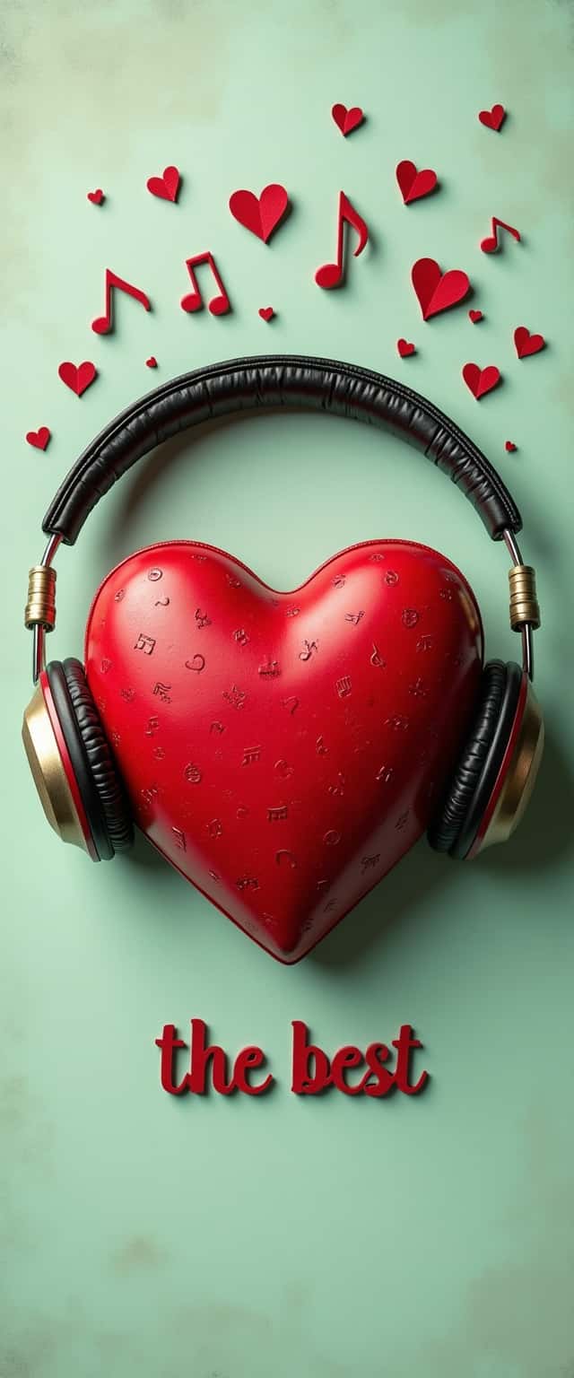 Heart and Headphones Design Phone Case